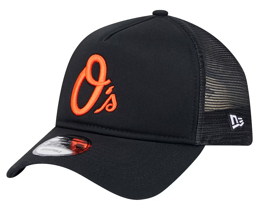 Baltimore Orioles New Era 9FORTY A-Frame Trucker Adjustable Snapback Hat
