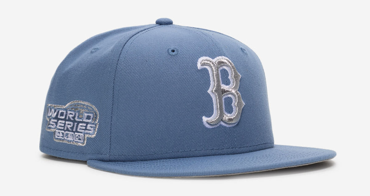 Boston Red Sox New Era Blue Metallic Hat 59FIFTY Fitted Cap