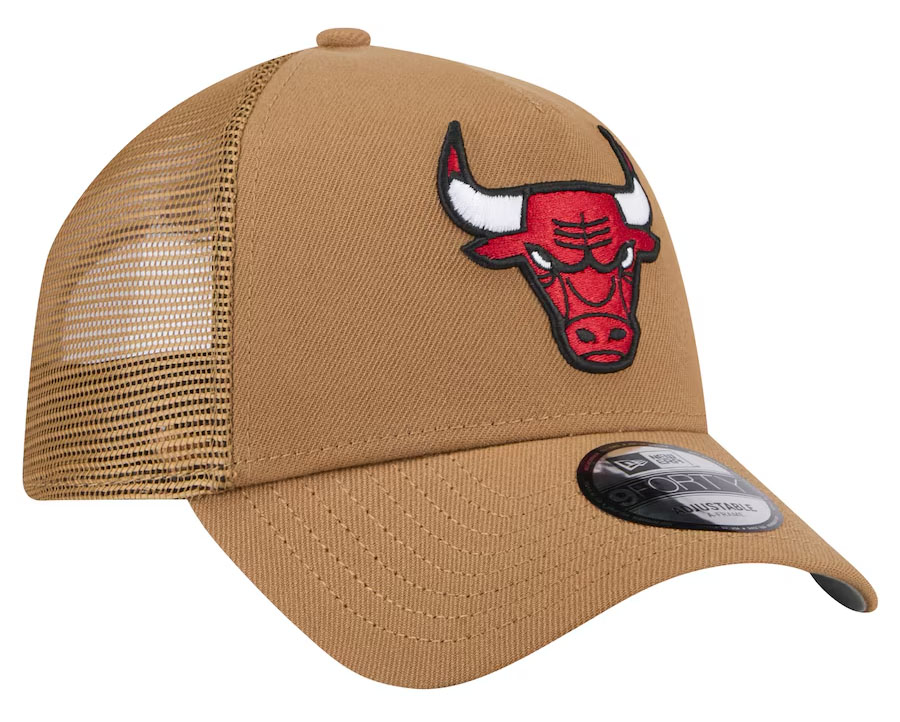 Chicago Bulls New Era 9FORTY A Frame Trucker Snapback Hat Tan 2