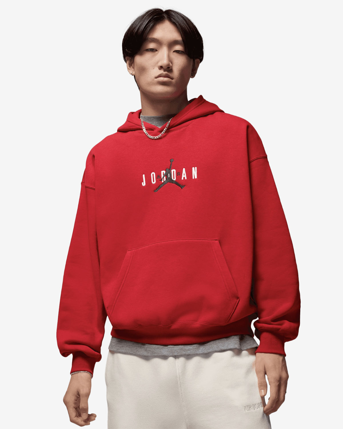 Jordan Brooklyn Fleece Oversize Mens Pullover Hoodie Gym Red 1