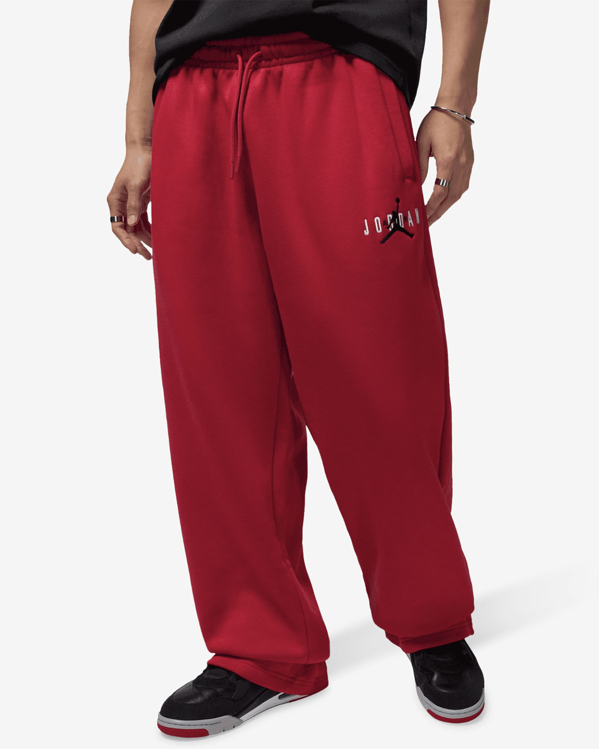 Jordan Brooklyn Fleece Oversize Stretch Mens Pants Red 1