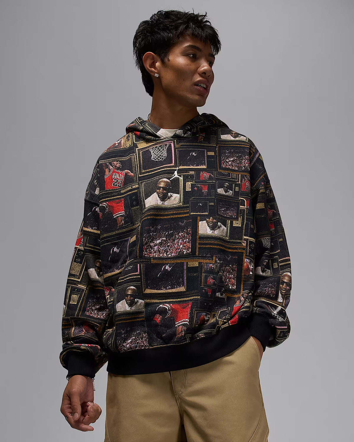 Jordan Brooklyn Fleece Printed Pullover Hoodie Black 1