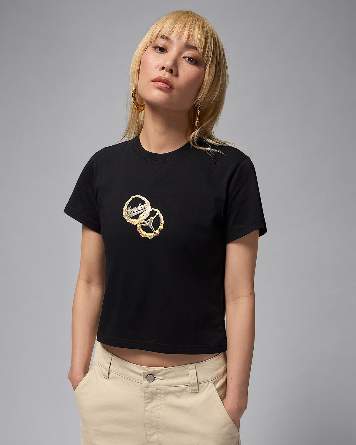 Jordan Brooklyn Womens Graphic T Shirt Black Gold 1