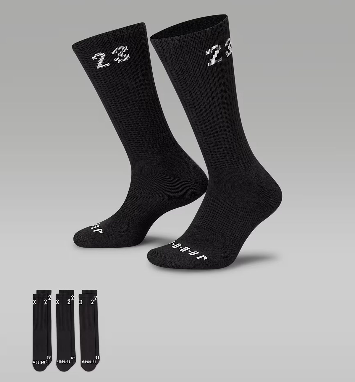 Jordan Essentials Crew Socks Black White 3 Pairs