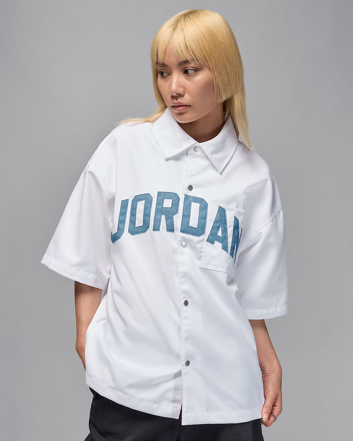 Jordan Flight Womens Woven Top White Denim Blue 1