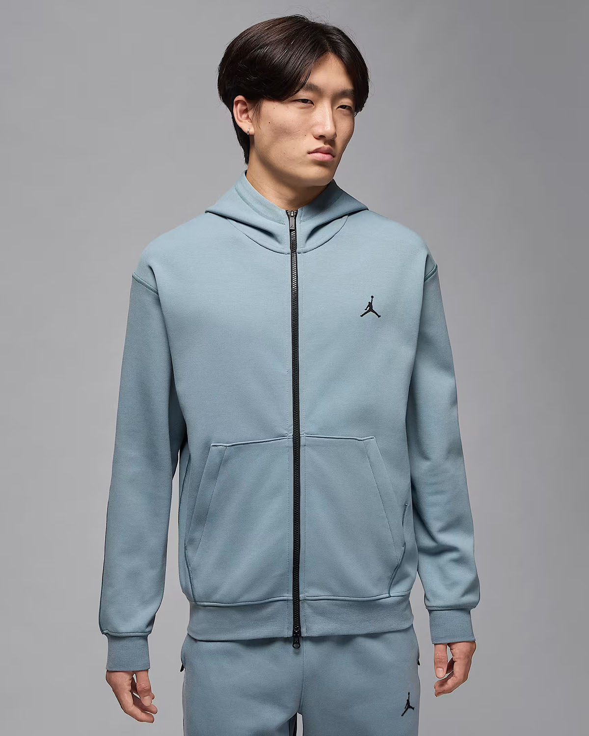 Jordan Sport Hoop Fleece Mens Dri FIT Full Zip Hoodie Aviator Grey