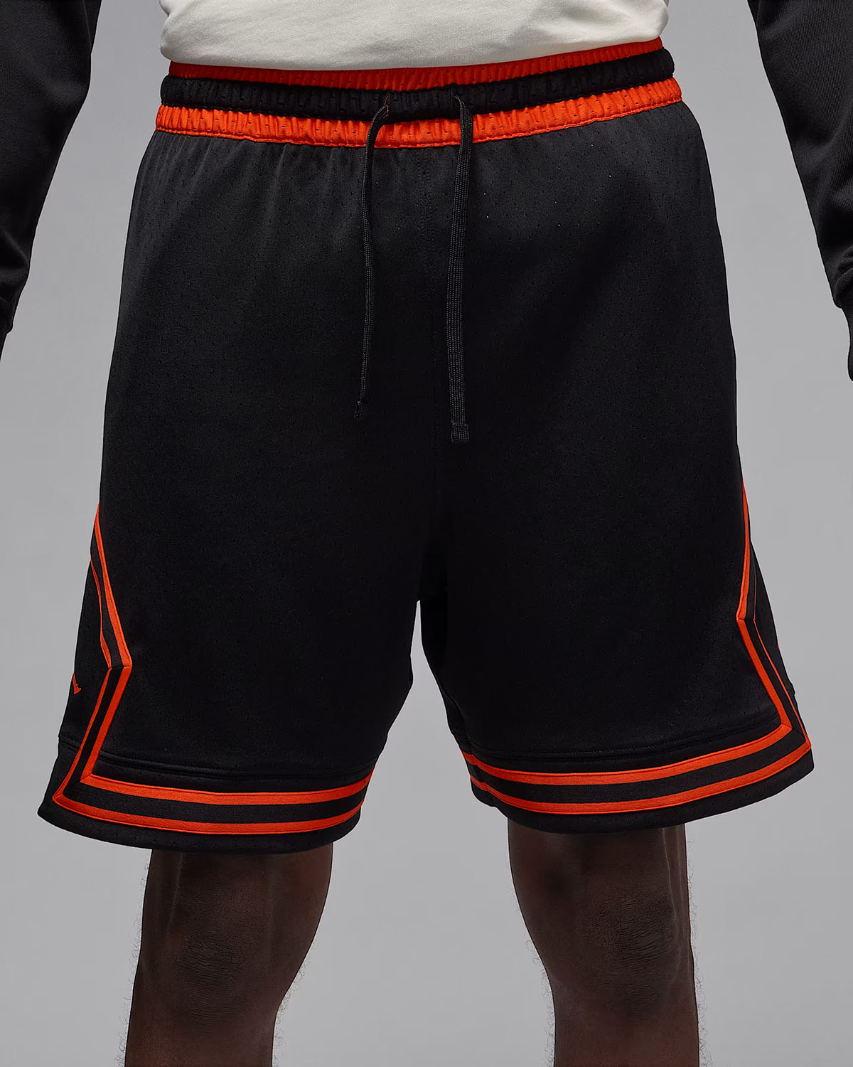 Jordan Sport Mens Dri FIt Mesh Diamond Shorts Black Orange 1