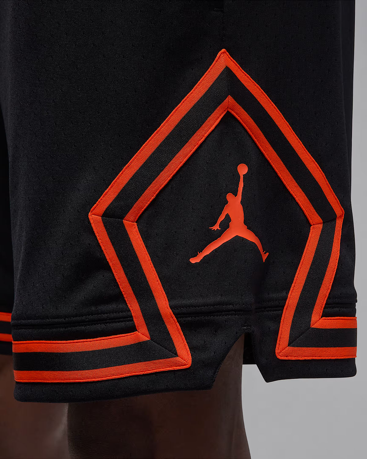 Jordan Sport Mens Dri FIt Mesh Diamond Shorts Black Orange 2