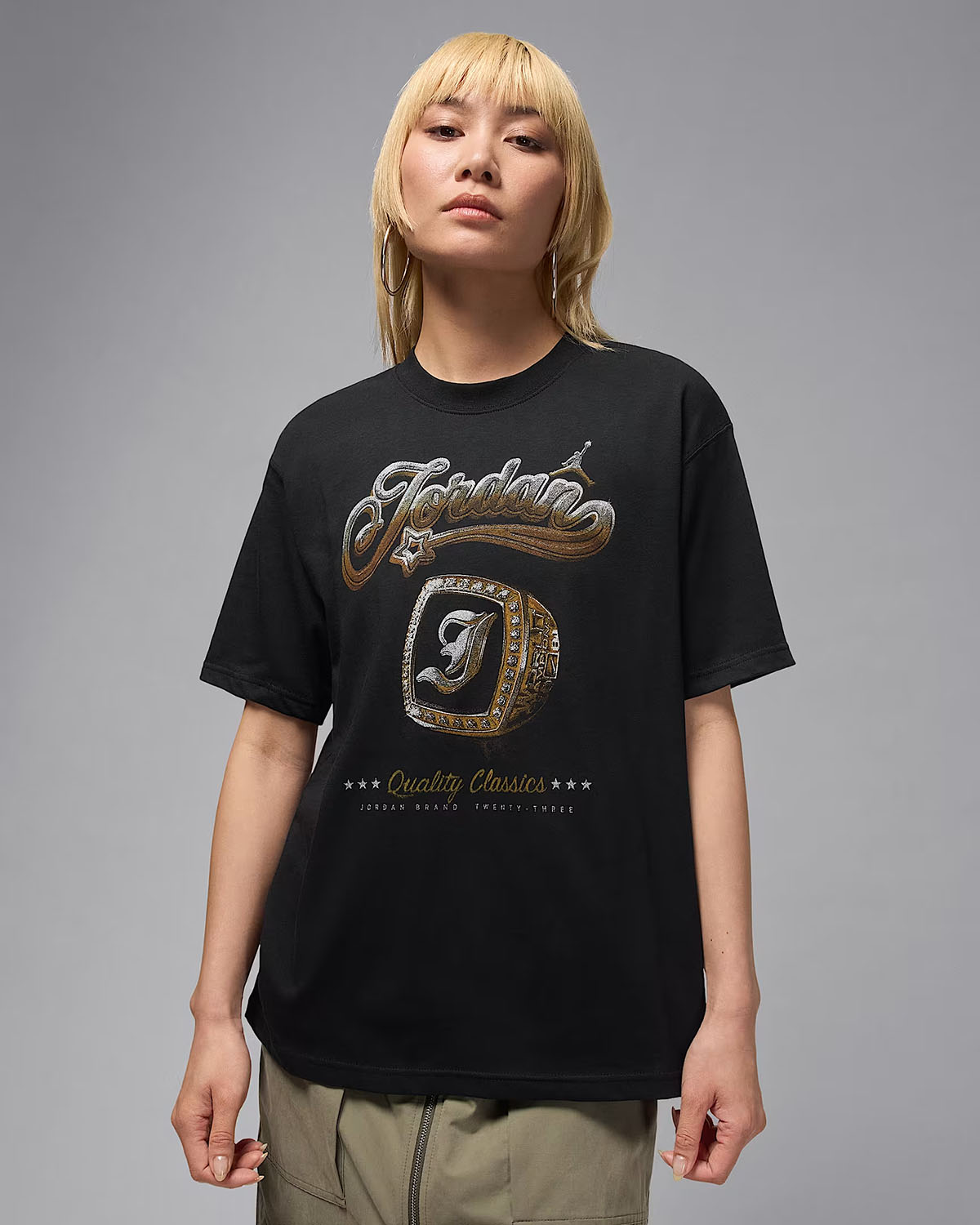 Jordan Womens Graphic T Shirt Black Gold 1