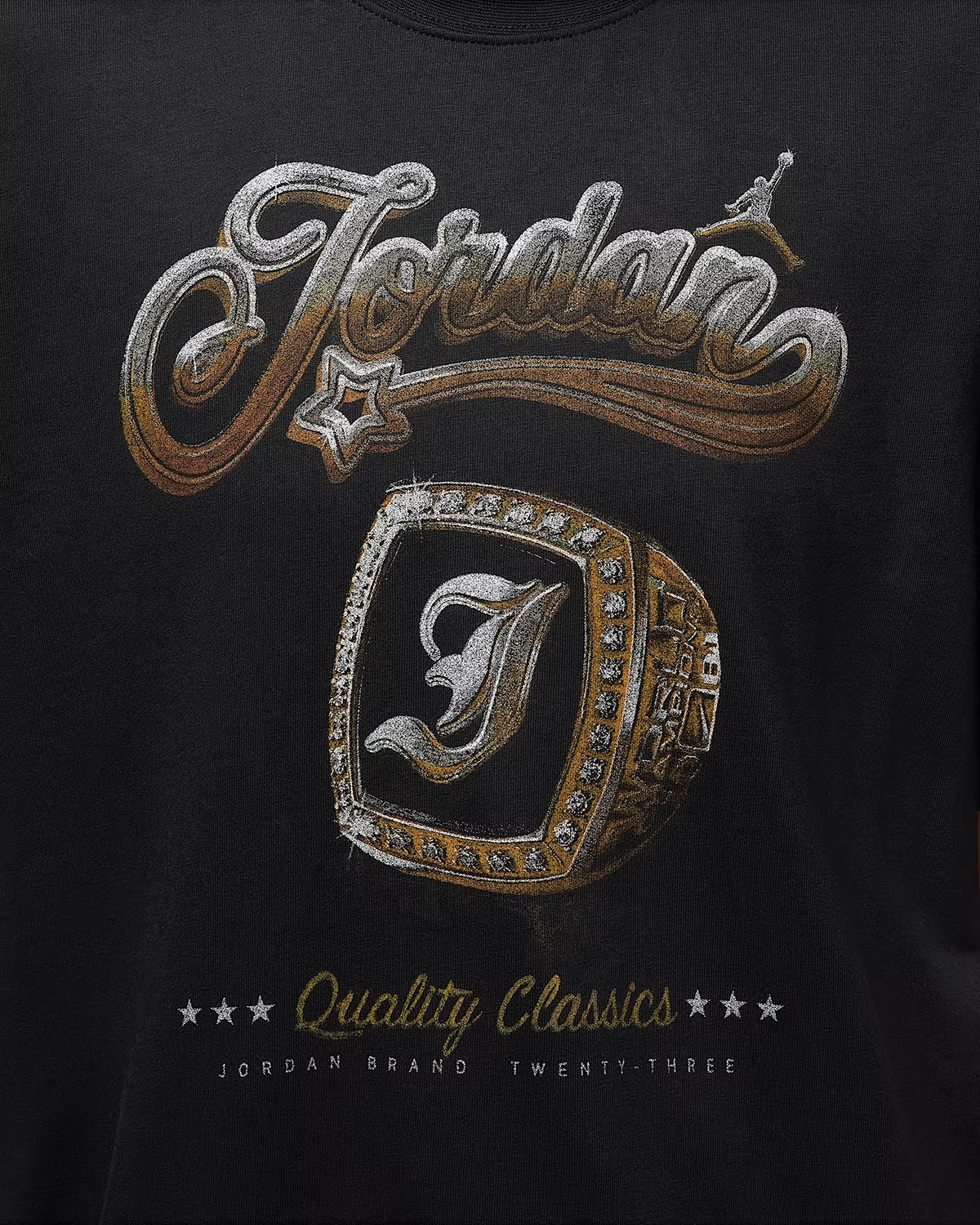 Jordan Womens Graphic T Shirt Black Gold 2