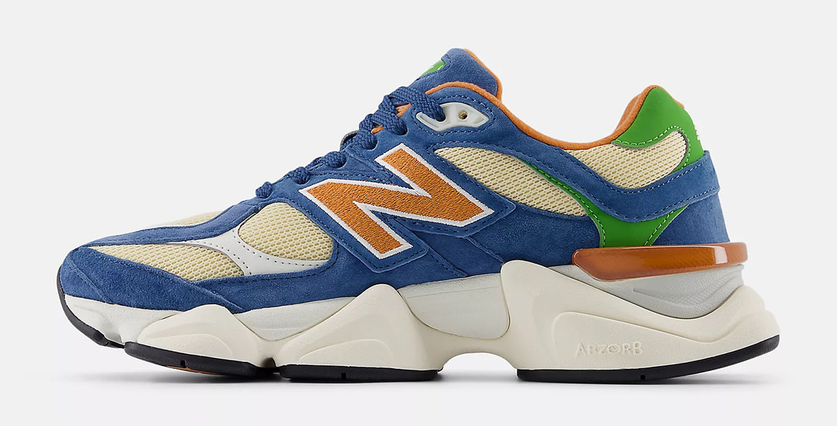 New Balance 9060 Dark Shoreline Blue Ash Wood Orange Green Mens Shoes 3