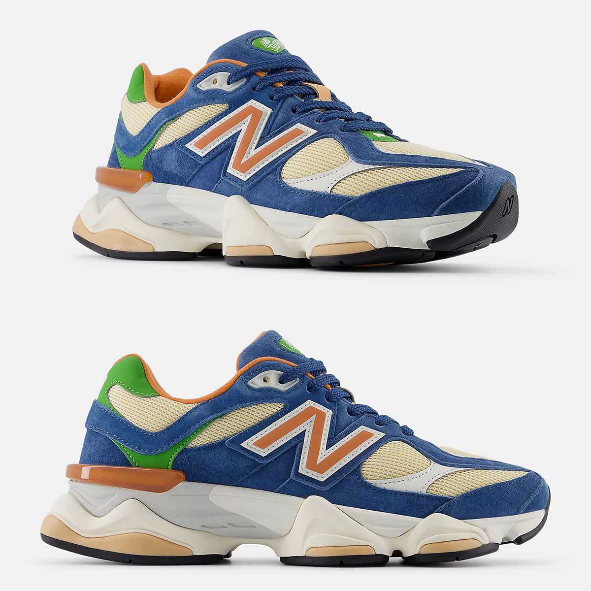 New Balance 9060 Dark Shoreline Blue Ash Wood Orange Green Mens Shoes