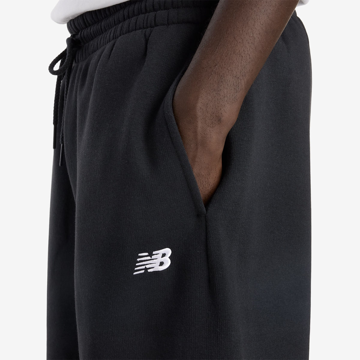 New Balance Sport Essentials Open Hem Fleece Pants Black White 2