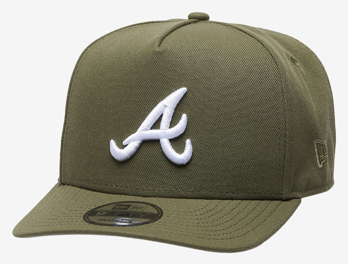New-Era-Atlanta-Braves-9FIFTY-A-Frame-Olive-Green-Orange-Hat-Snapback-Cap-1
