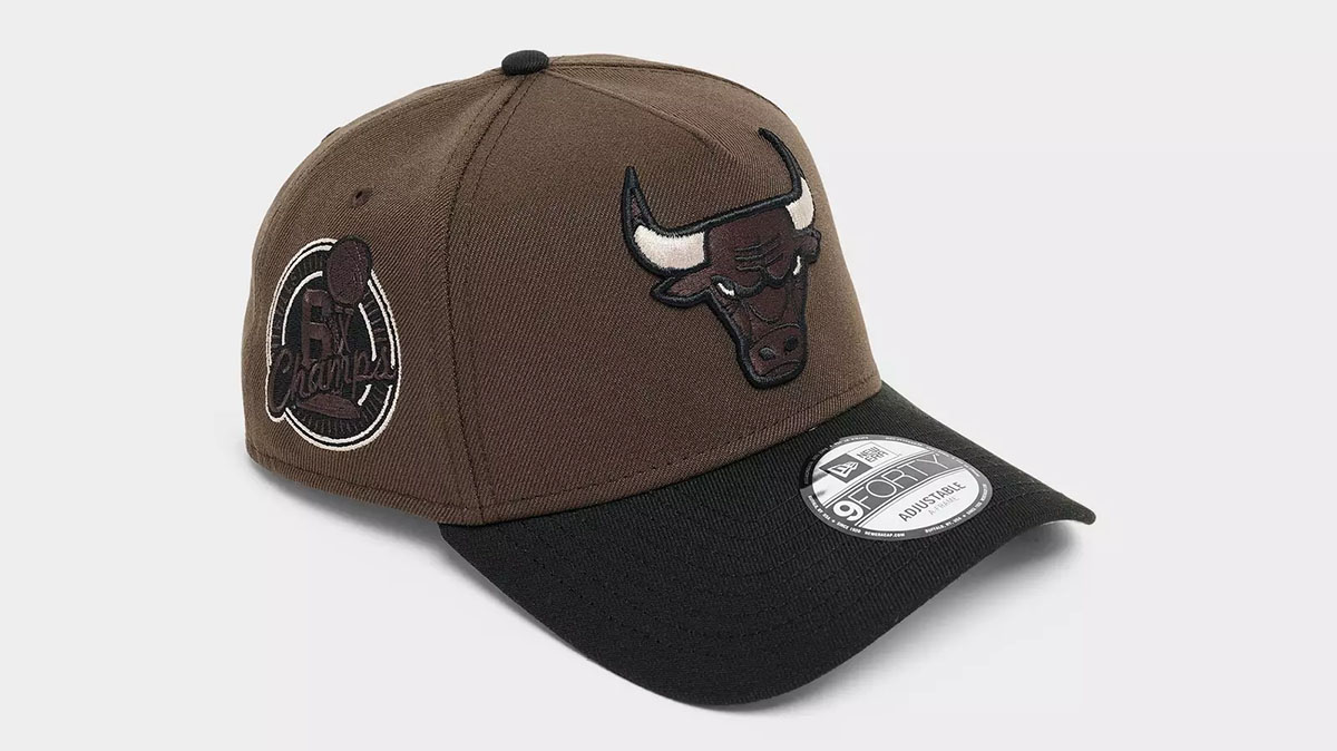 New Era Chicago Bulls 9FORTY A Frame Snapback Hat Cave Stone Brown Black 1