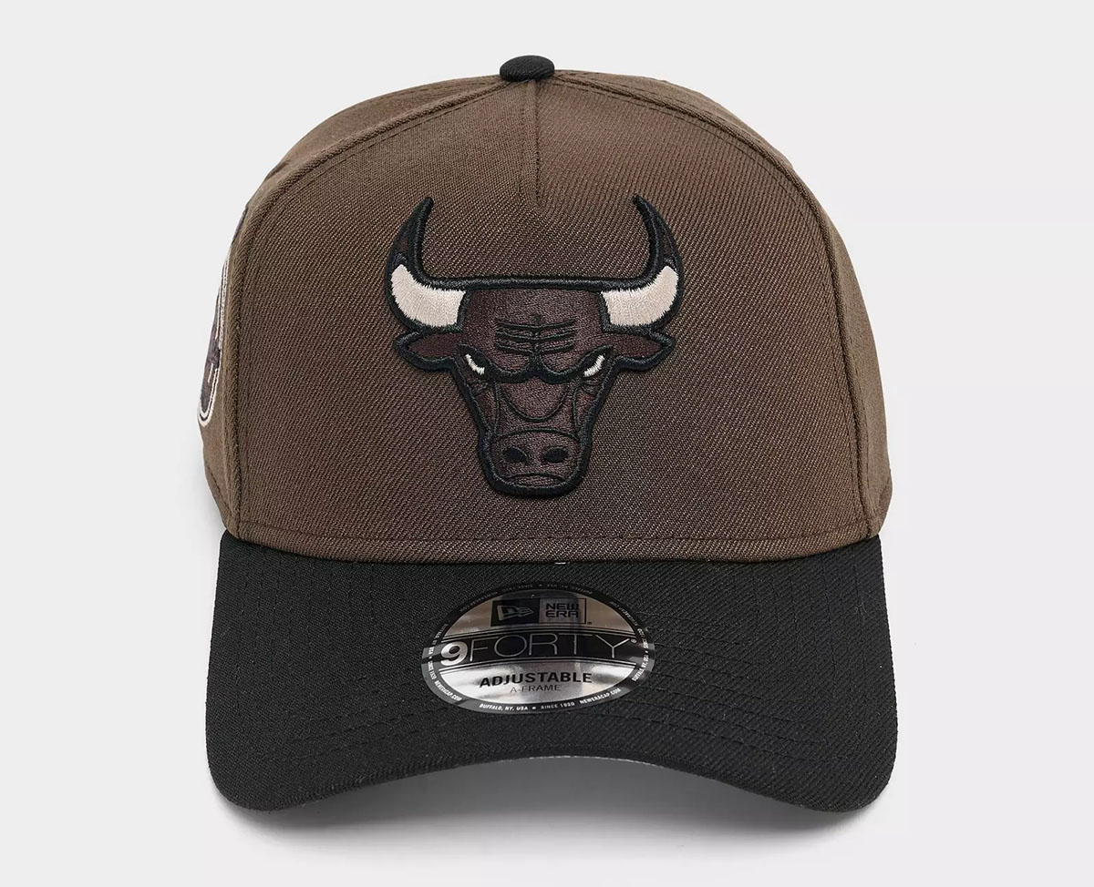 New Era Chicago Bulls 9FORTY A Frame Snapback Hat Cave Stone Brown Black 3