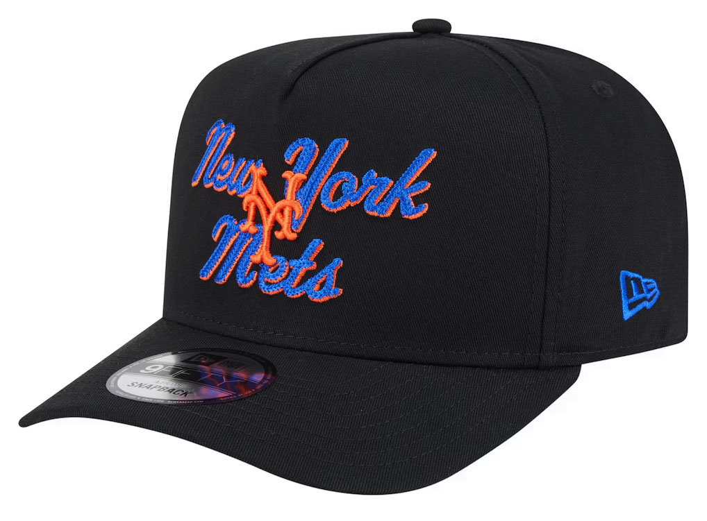 New York Mets New Era Chainstitch 9FIFTY A-Frame Snapback Hat Black
