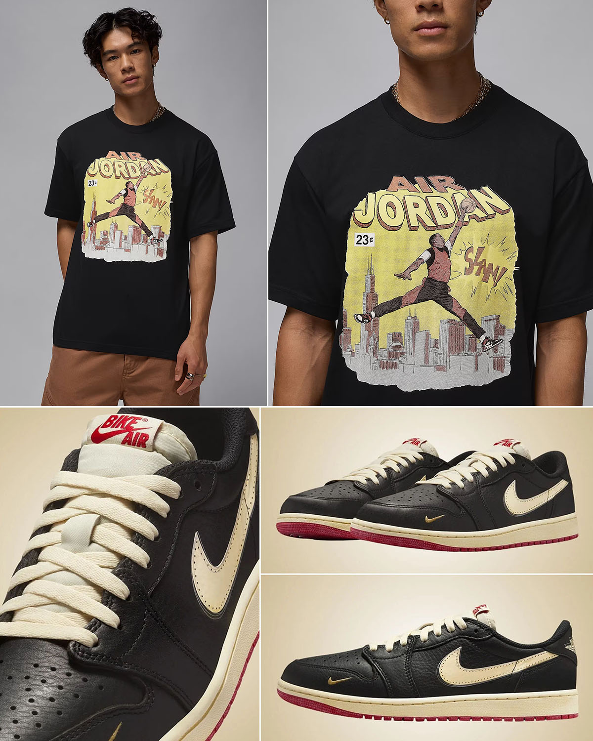 Nigel Sylvester Air Jordan 1 Low OG Better With Time x Jordan Black Comic T Shirt