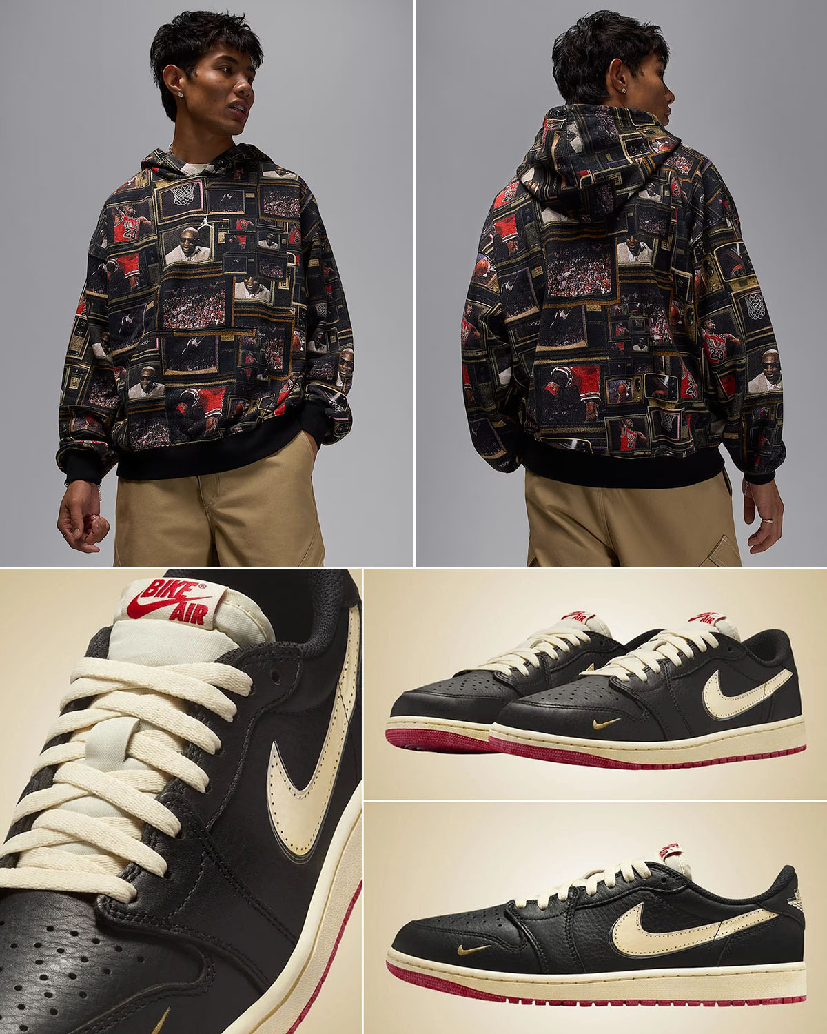 Nigel Sylvester Air Jordan 1 Low OG Better With Time x Jordan Brooklyn Fleece Printed Hoodie Outfit