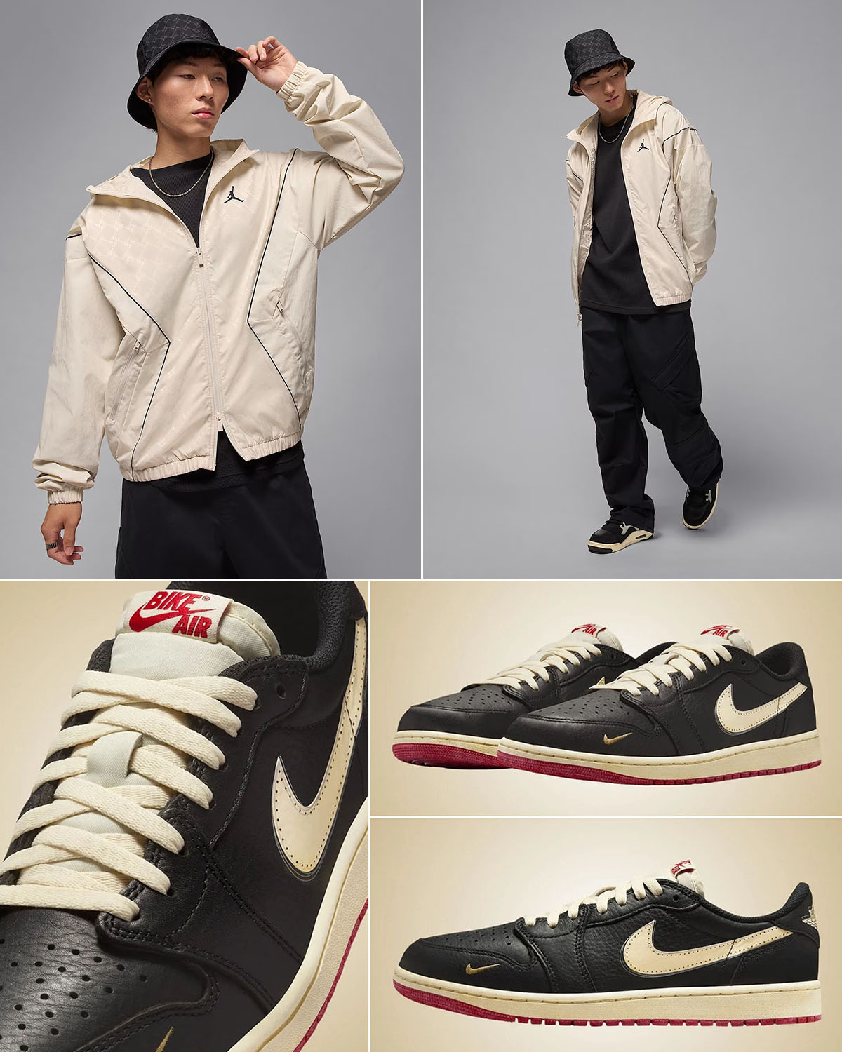 Nigel Sylvester Air Jordan 1 Low OG Better With Time x Jordan Brooklyn Hooded Draft Jacket Outfit