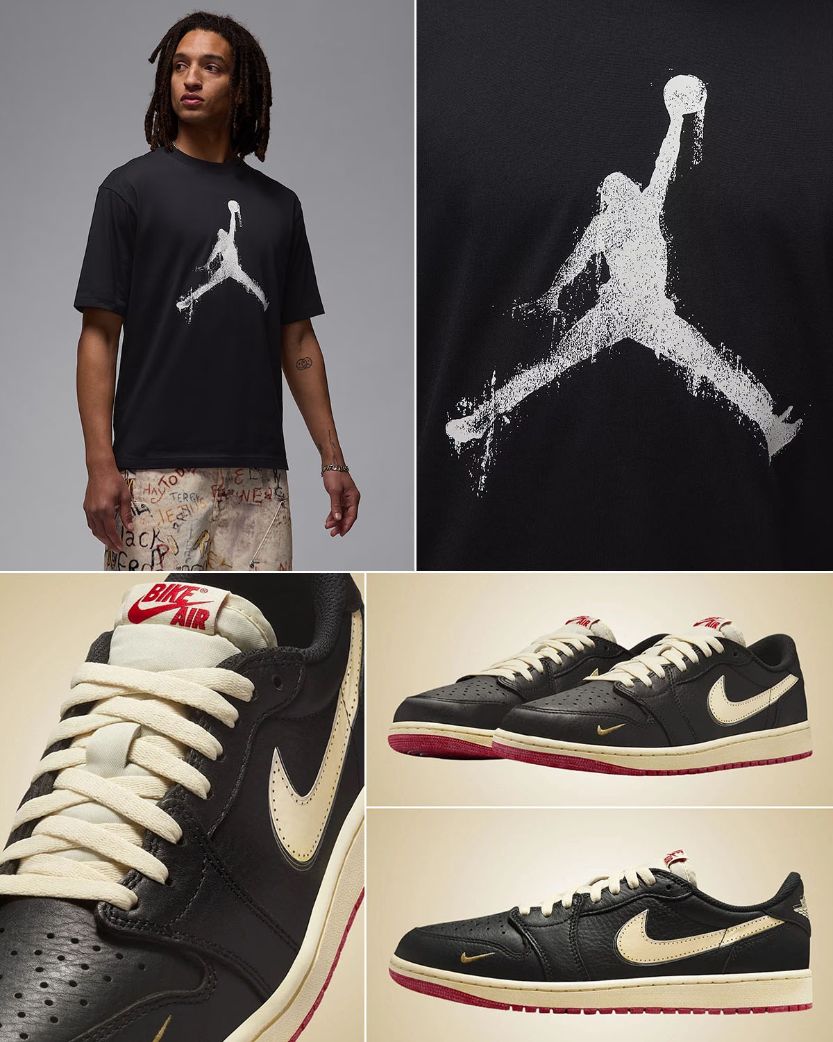 Nigel Sylvester Air Jordan 1 Low OG Better With Time x Jordan Brooklyn Jumpman T Shirt