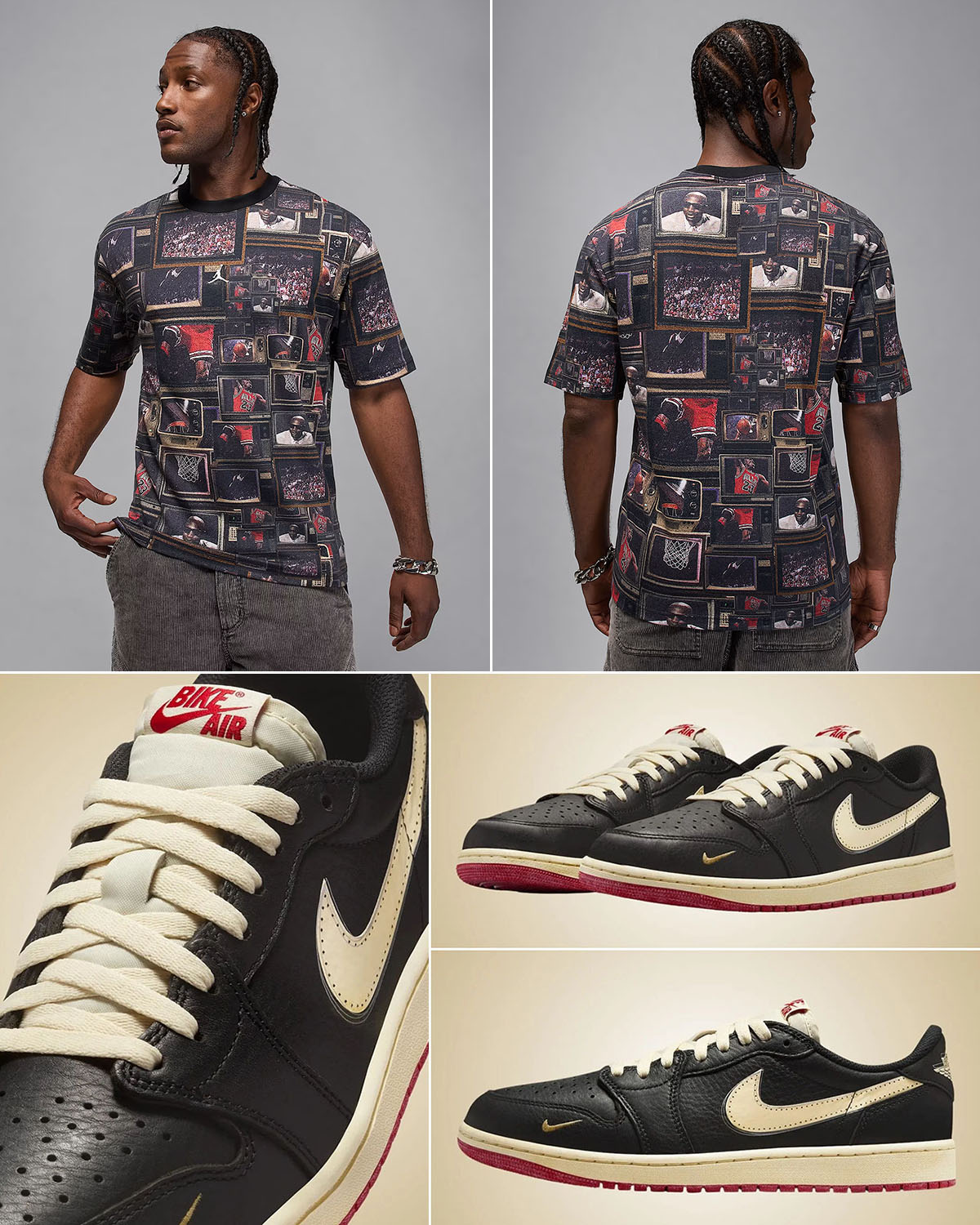 Nigel Sylvester Air Jordan 1 Low OG Better With Time x Jordan Brooklyn Printed T Shirt