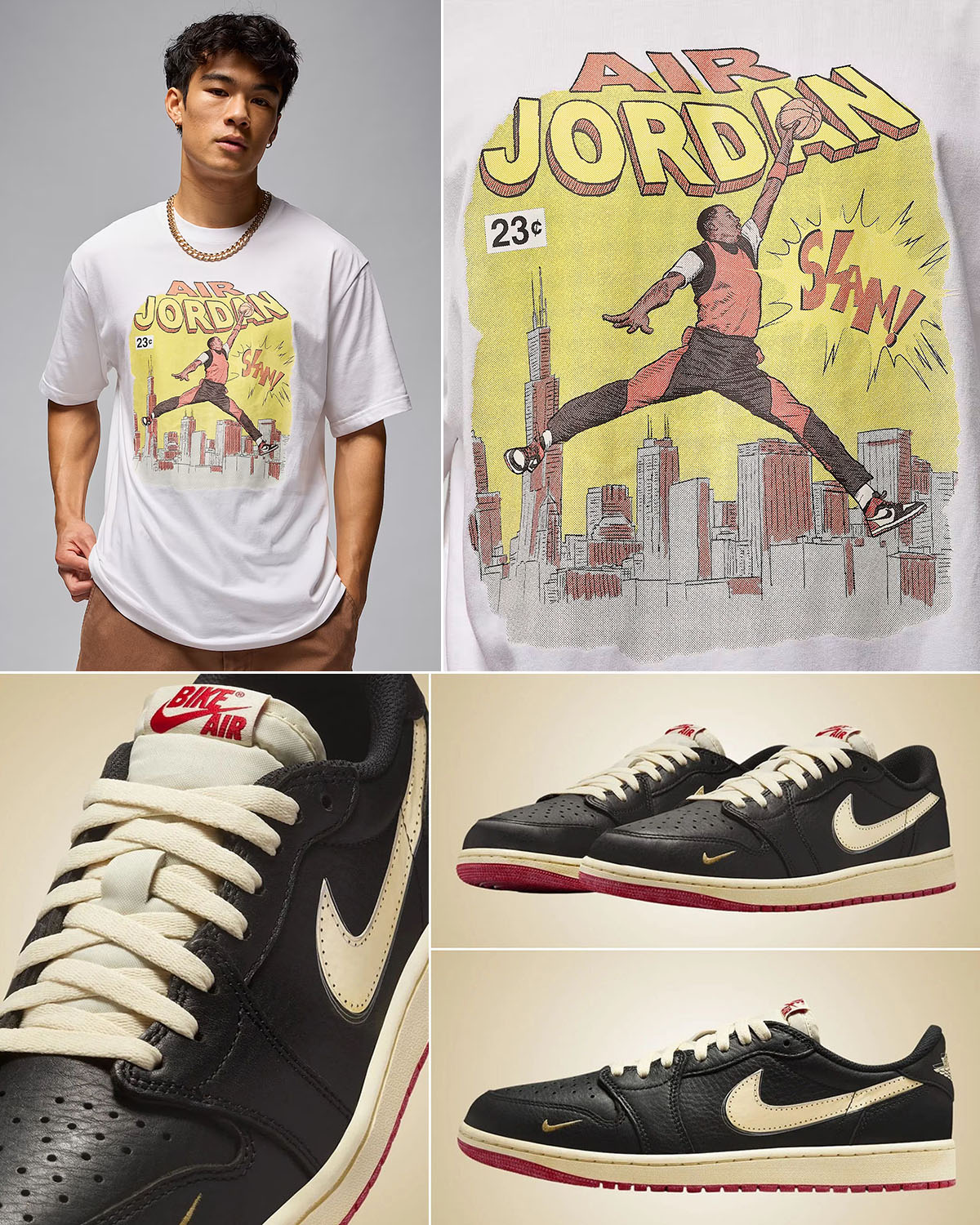 Nigel Sylvester Air Jordan 1 Low OG Better With Time x Jordan White Comic T Shirt