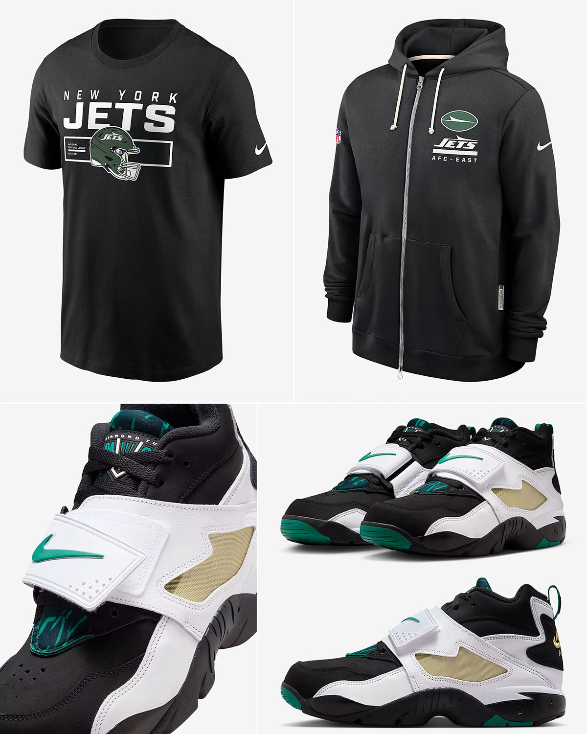 Nike Air Diamond Turf Emerald 2025 Shoes and New York Jets Clothing Outfits