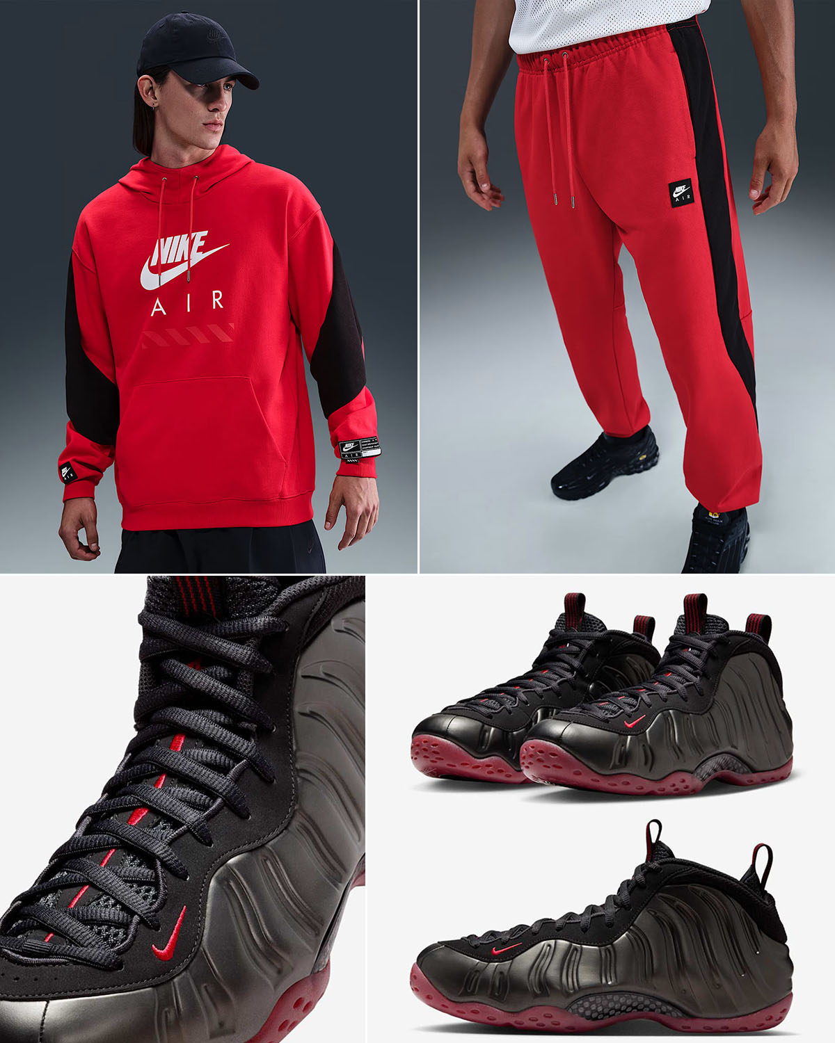 Nike Air Foamposite One Cough Drop x Nike Air Fleece Hoodie and Jogger Pants Outfit
