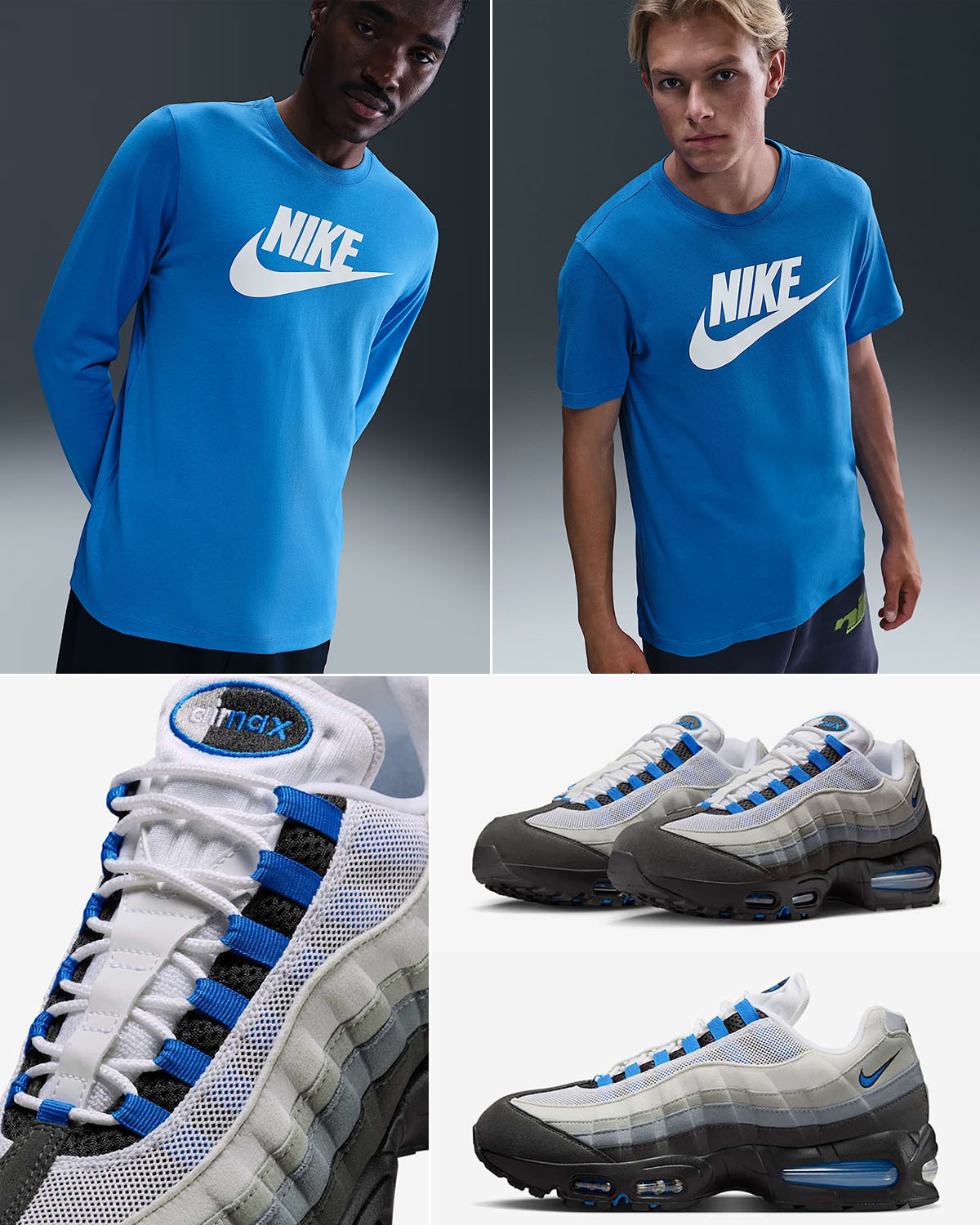 Nike Air Max 95 Blue Spark Sneakers and Shirts