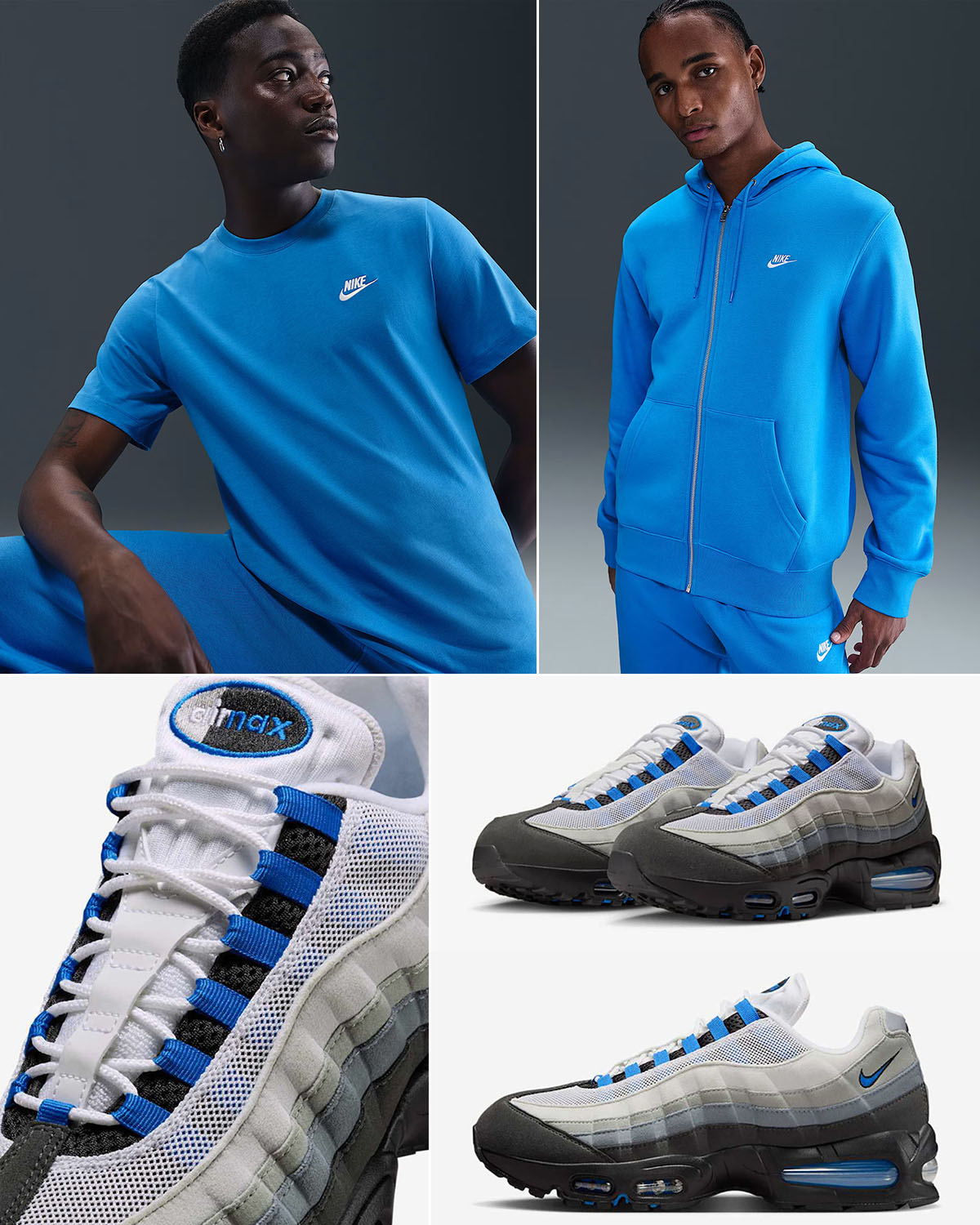 Nike Air Max 95 Blue Spark and Nike Club Clothing