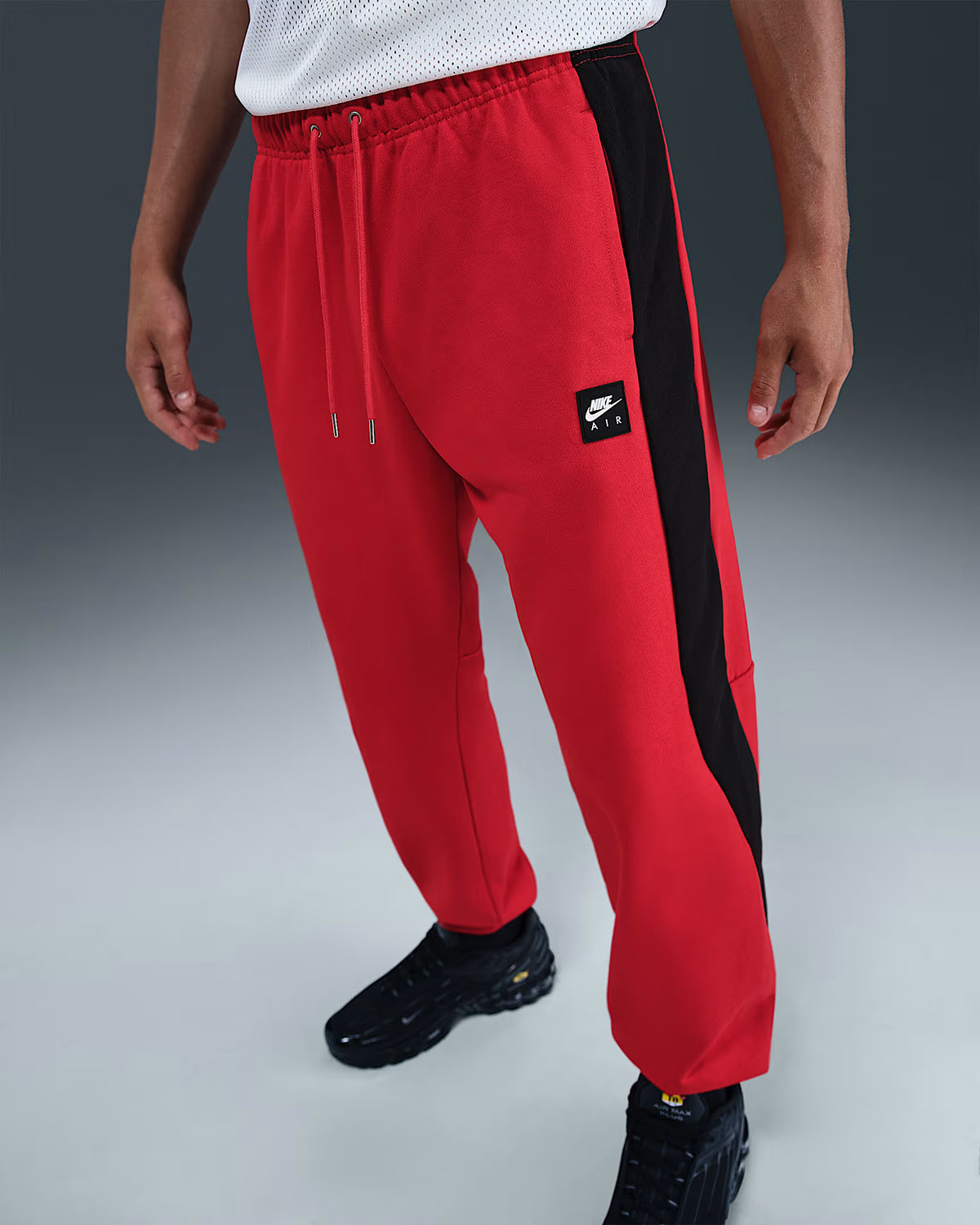 Nike Air Mens Fleece Joggers University Red Black White