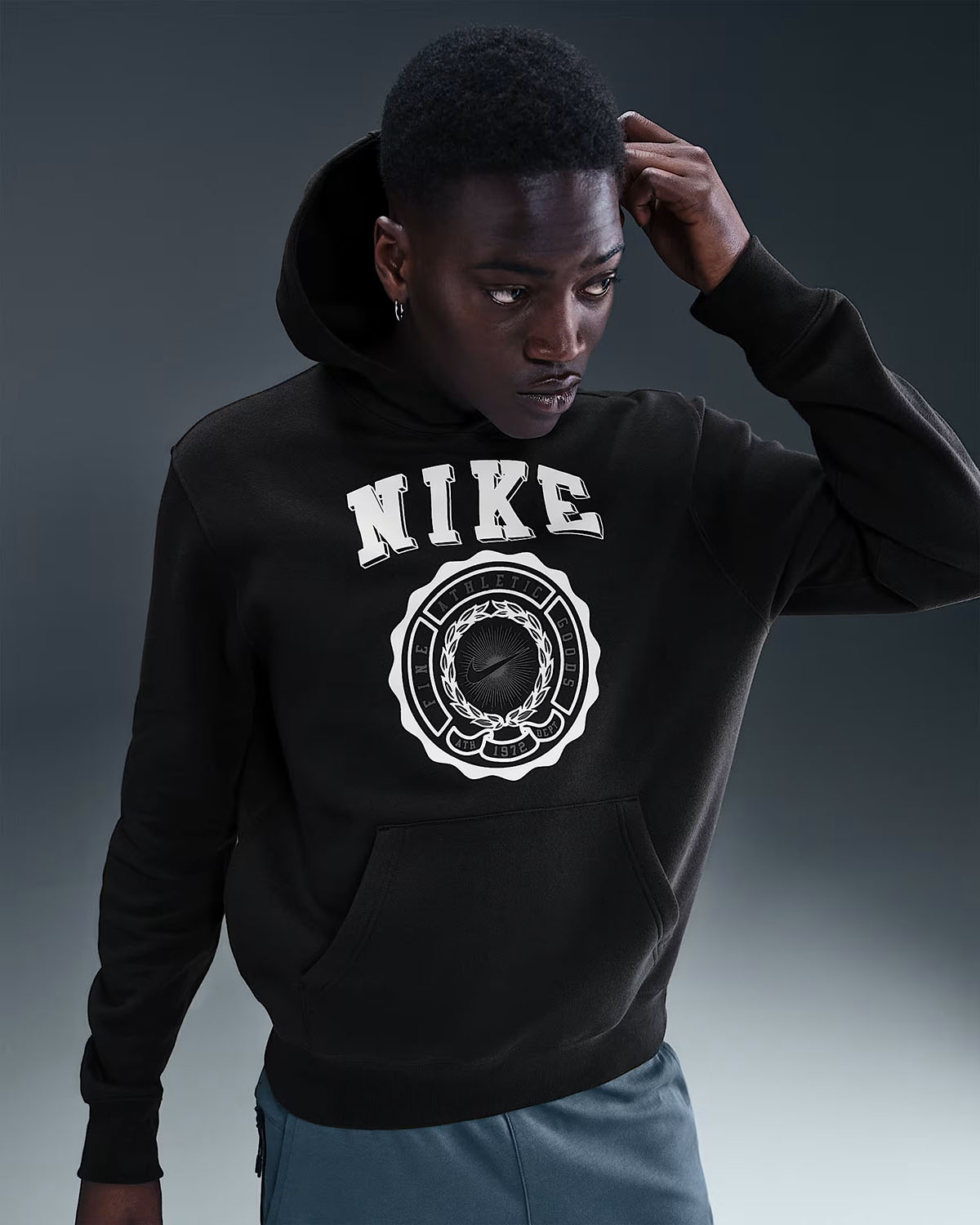 Nike Club Fleece Mens Pullover Hoodie Black Phantom Off Noir 1