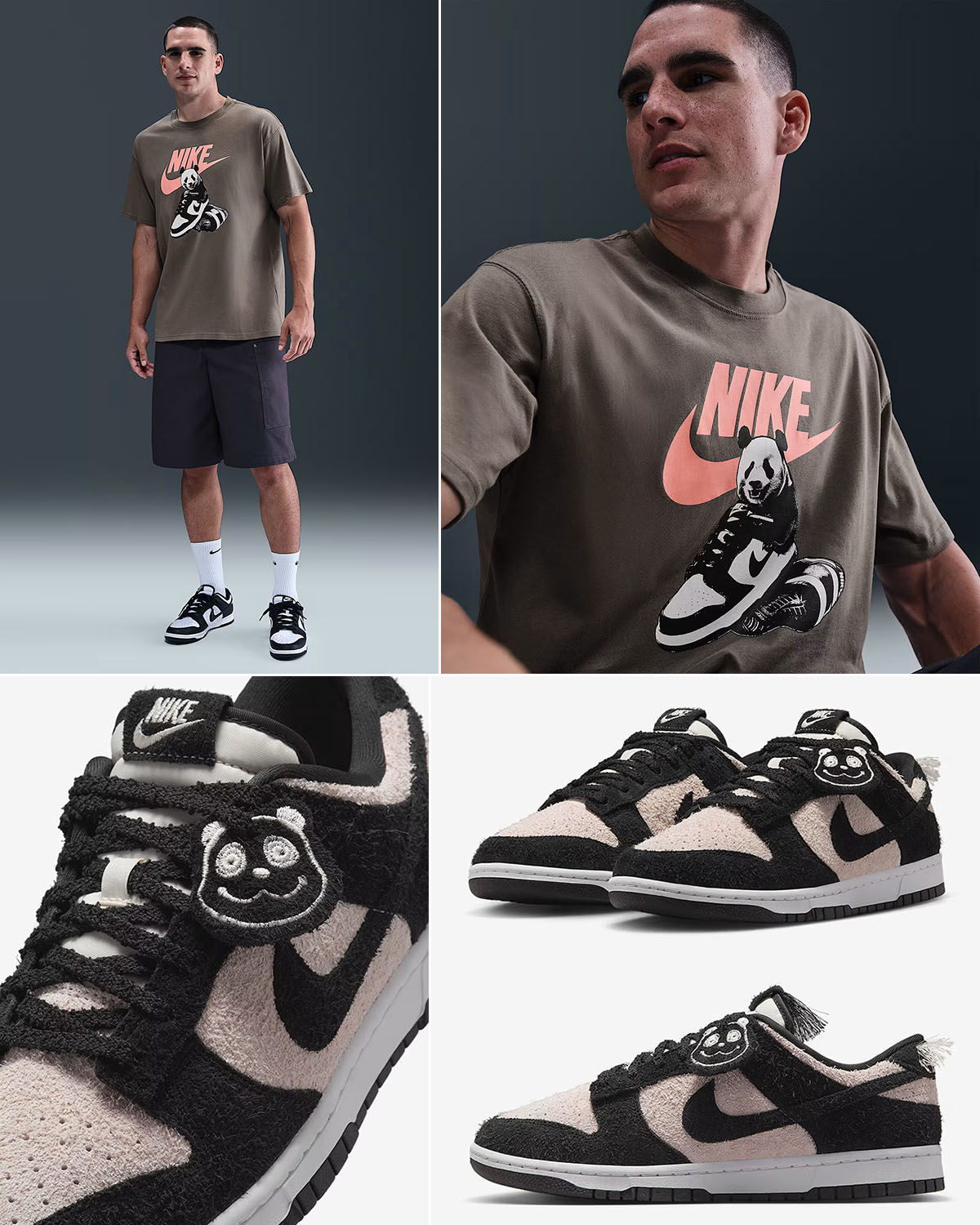 Nike Dunk Low Panda SE Shoes and Shirt Outfit