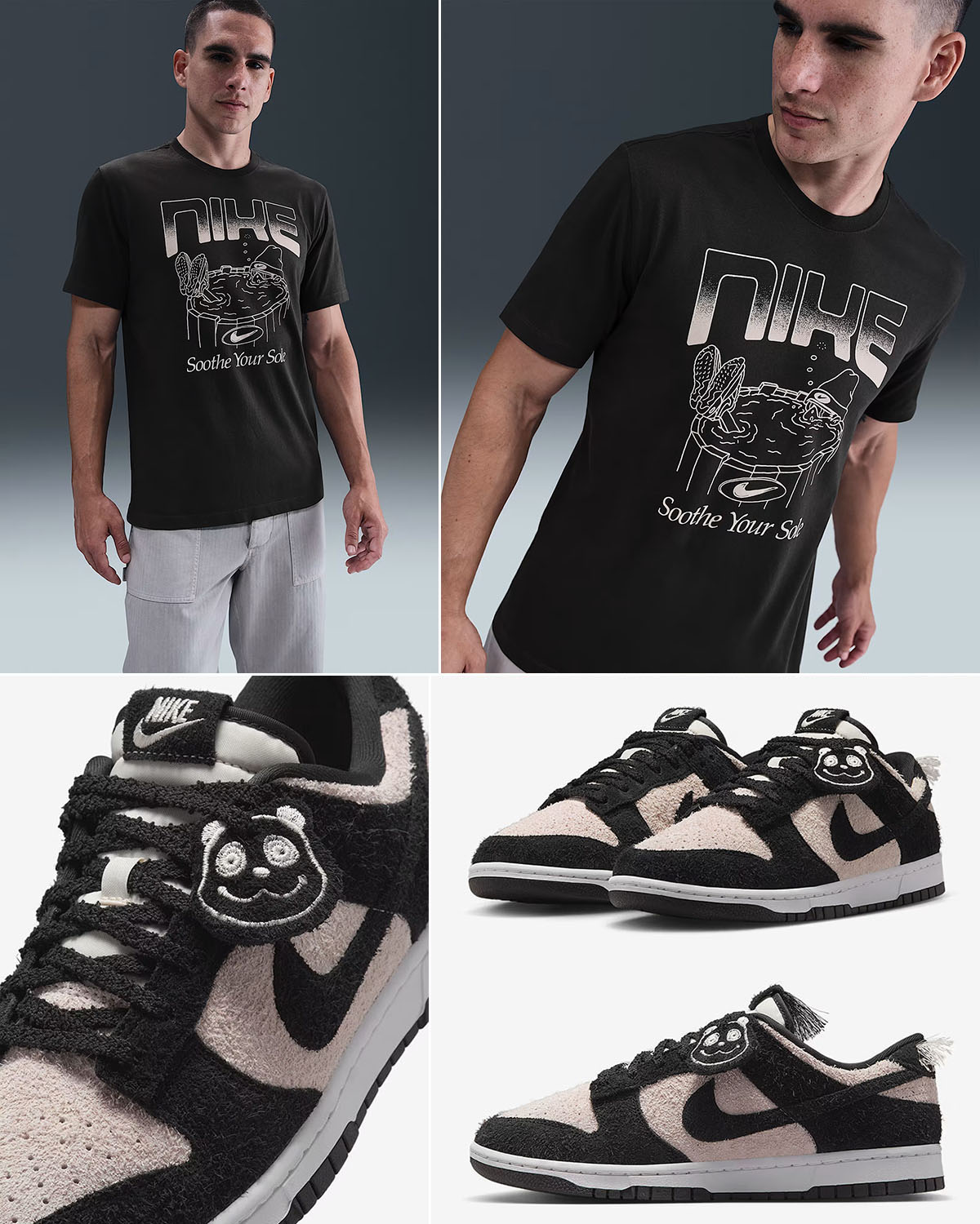 Nike Dunk Low Panda SE Sneakers and T Shirt Outfit