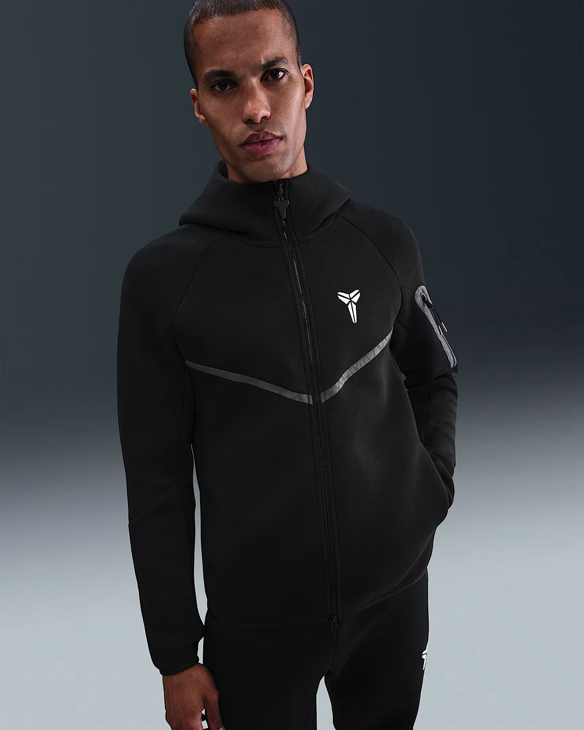 Nike Kobe Mens Tech Fleece Full Zip Hoodie Jacket Black White