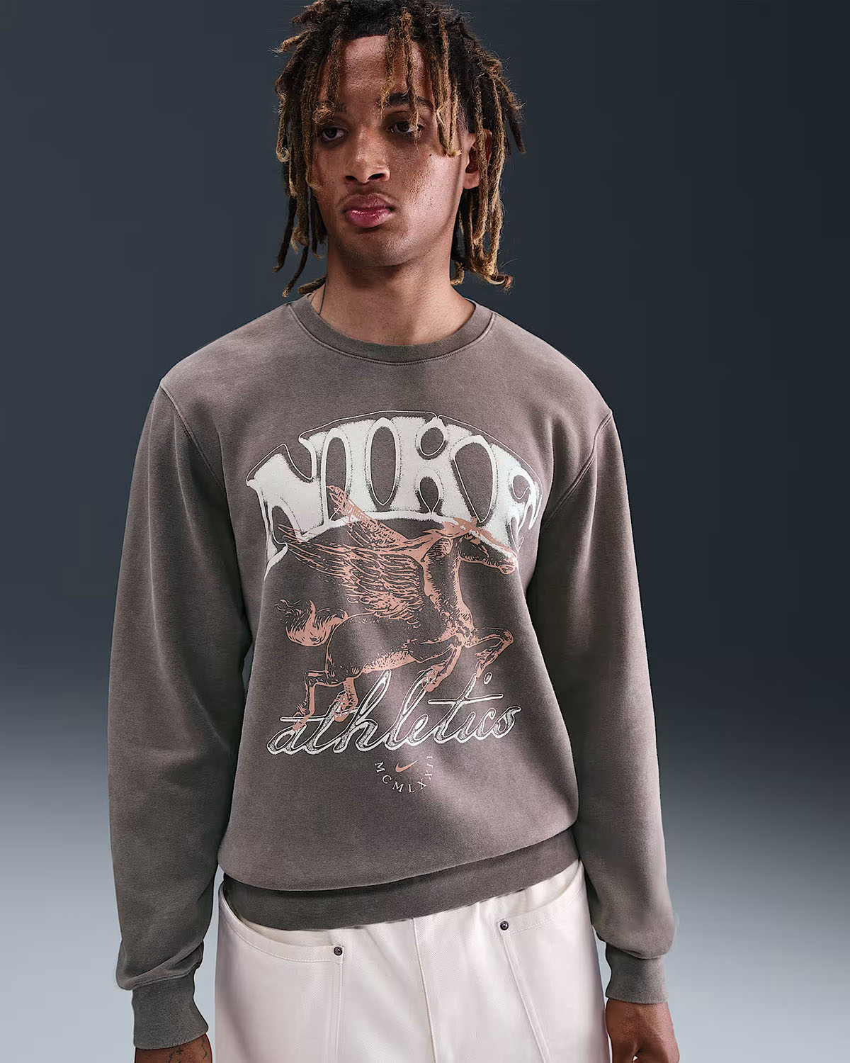 Nike Sportswear Club Fleece Crew Mens Sweatshirt Cave Stone