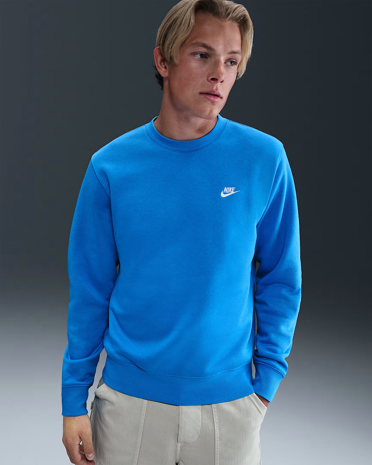 Nike Sportswear Mens Club Fleece Crew Sweatshirt Photo Blue