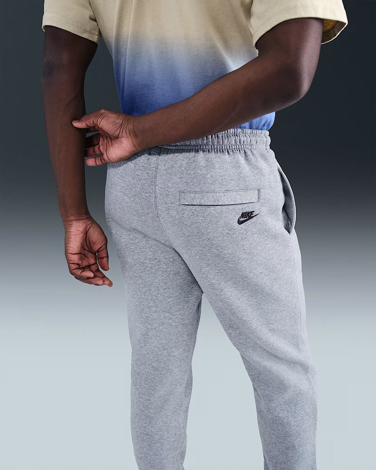 Nike Sportswear Mens Club Fleece Joggers Smoke Grey Orange 2