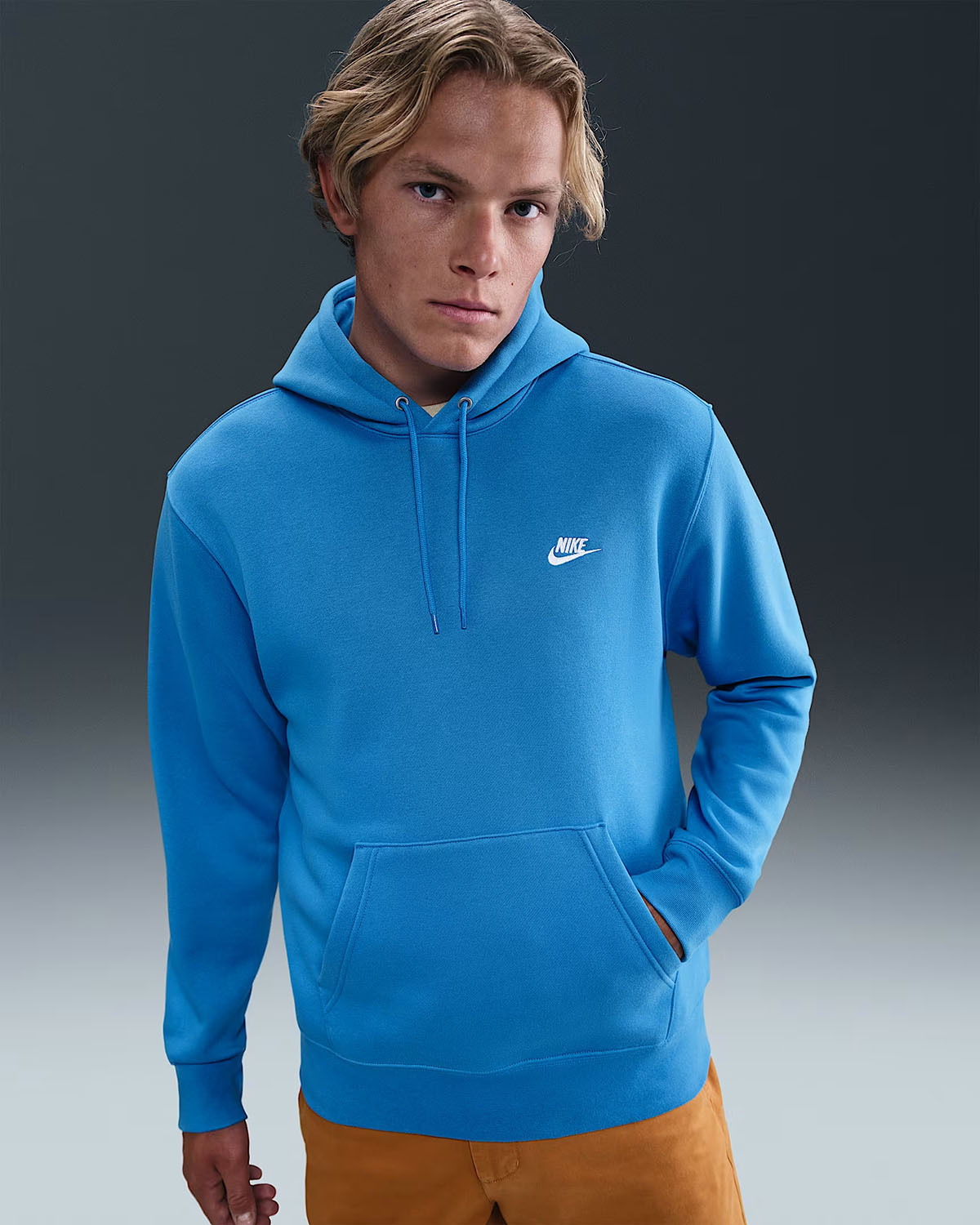 Nike Sportswear Mens Club Fleece Pullover Hoodie Photo Blue