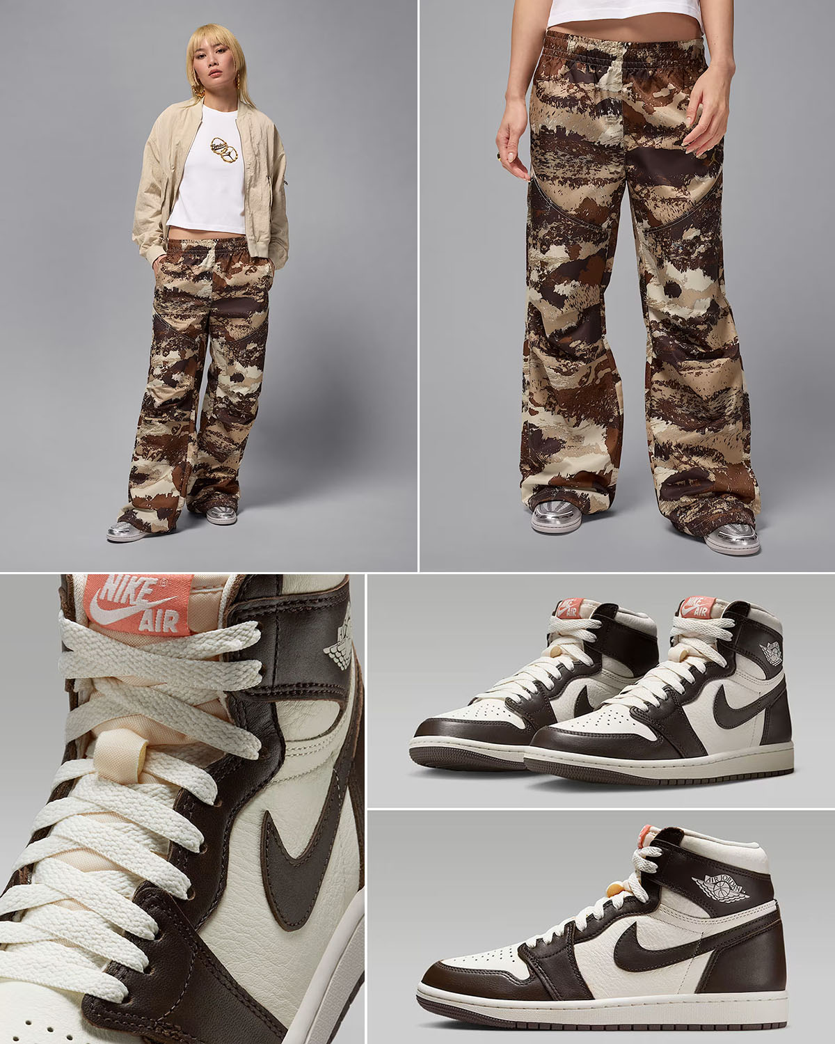 Air Jordan 1 High OG Baroque Brown Womens T Shirt and Pants Outfit