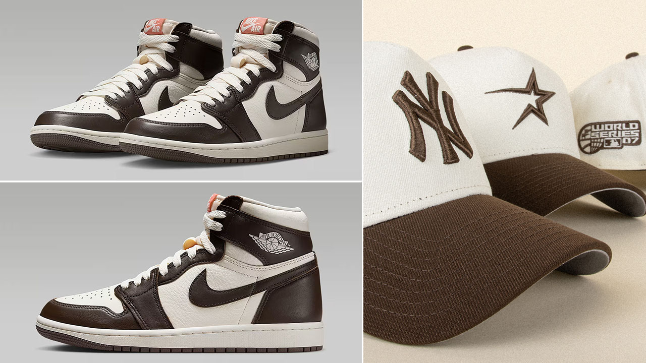 Air Jordan 1 High OG Baroque Brown x New Era A Frame Snapback Hats