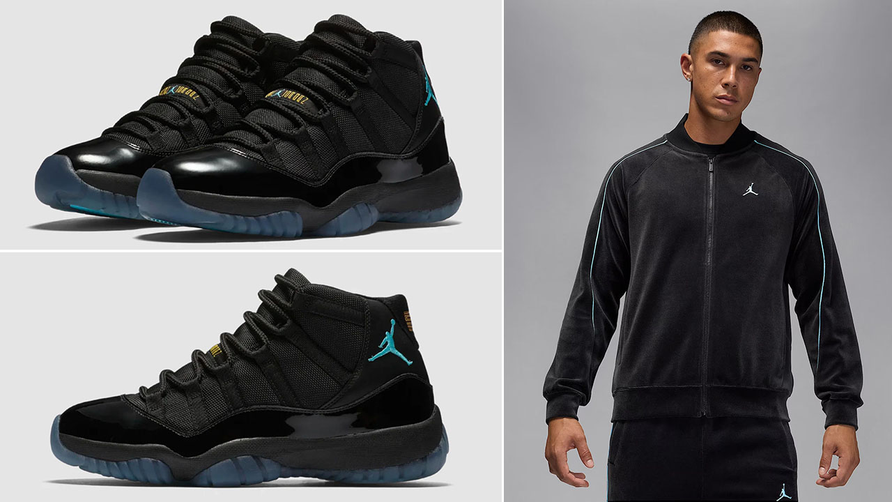 Air Jordan 11 Gamma Blue 2025 Shoes x Jordan Brooklyn Mens Velour Track Jacket Outfit