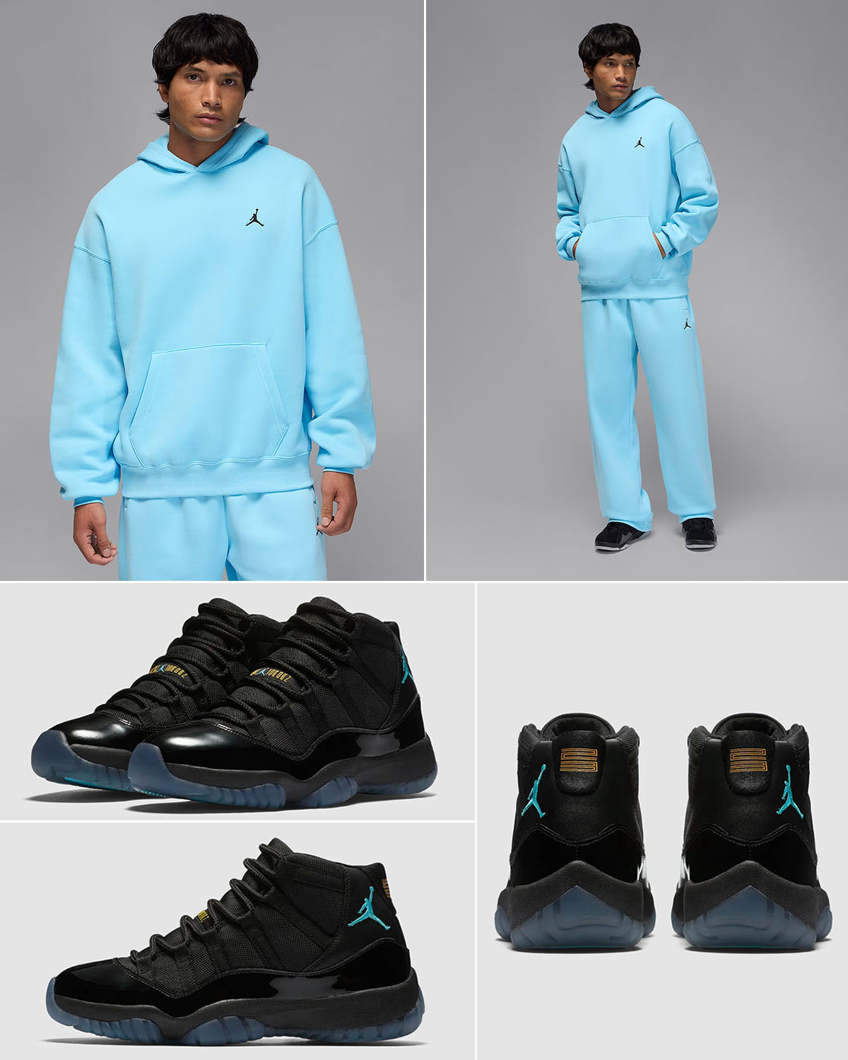 Air Jordan 11 Gamma Blue 2025 x Jordan Brooklyn Fleece Mens Oversized Hoodie and Pants Outfit