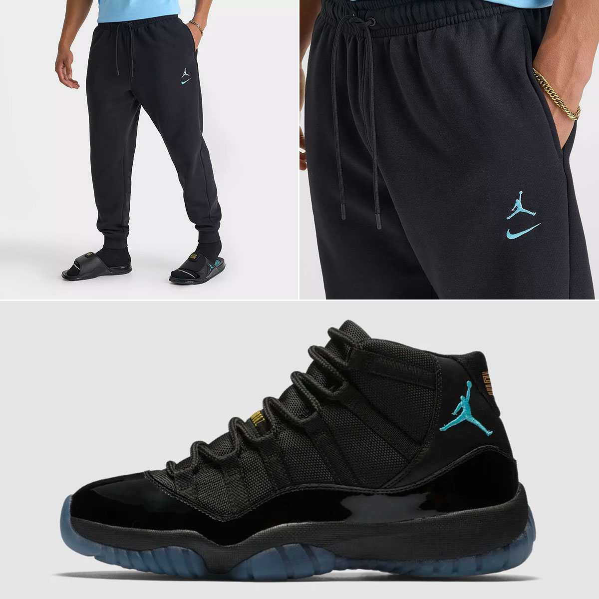Air Jordan 11 Gamma Blue 2025 x Jordan Brooklyn Swoosh Logo Jogger Pants Outfit