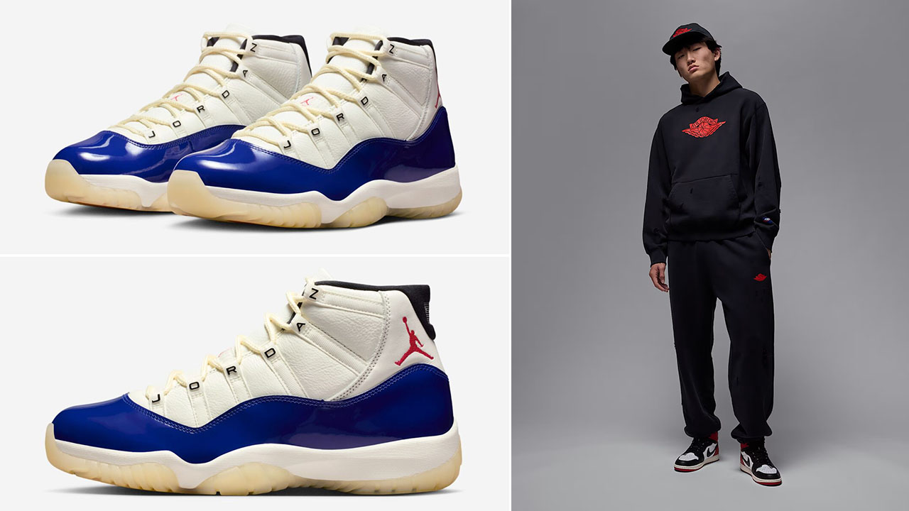 Air Jordan 11 Rare Air Black Hoodie and Fleece Pants Outfit