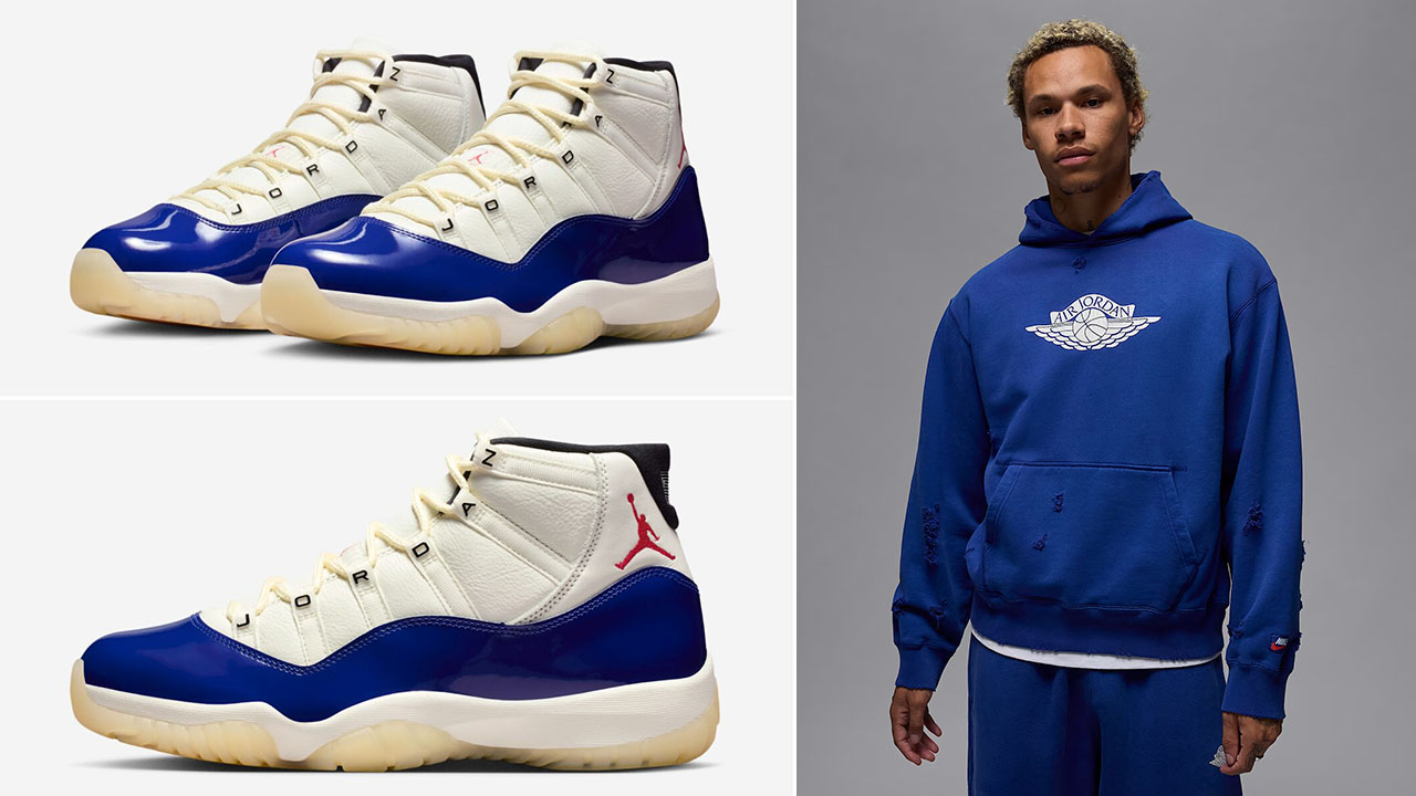 Air Jordan 11 Rare Air Blue Hoodie Outfit