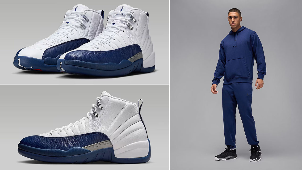 Air Jordan 12 French Blue 2025 x Jordan Sport Dri Fit Hoodie and Pants Outfit