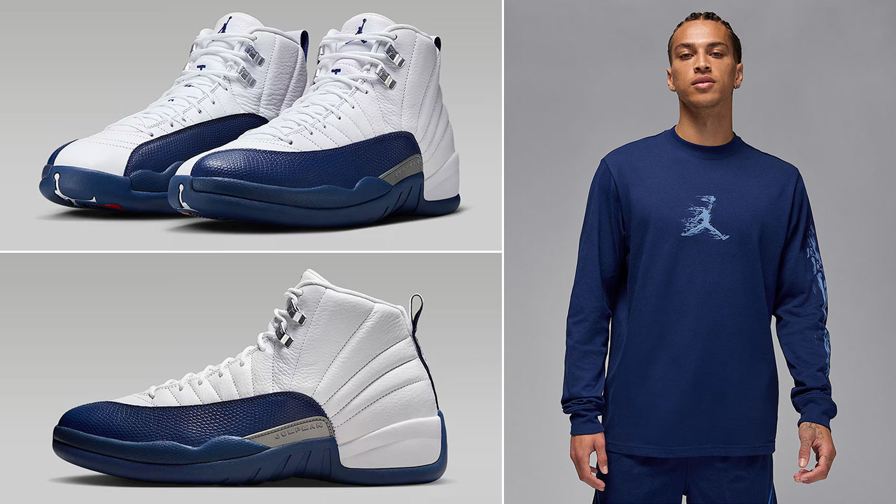 Air Jordan 12 French Blue x Jordan Sport Dri Fit Men's Long Sleeve T Shirt Outfit