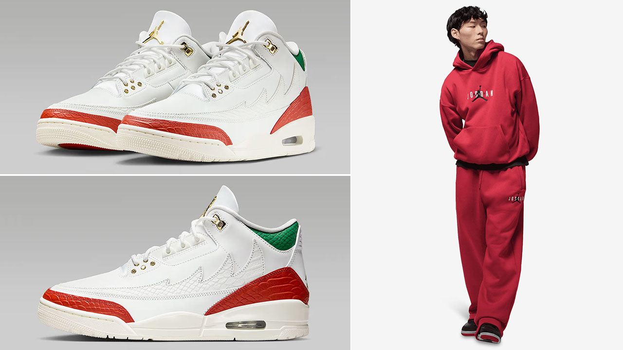 Air Jordan 3 Mexico x Jordan Brooklyn Fleece Oversized Pants and Hoodie Outfit